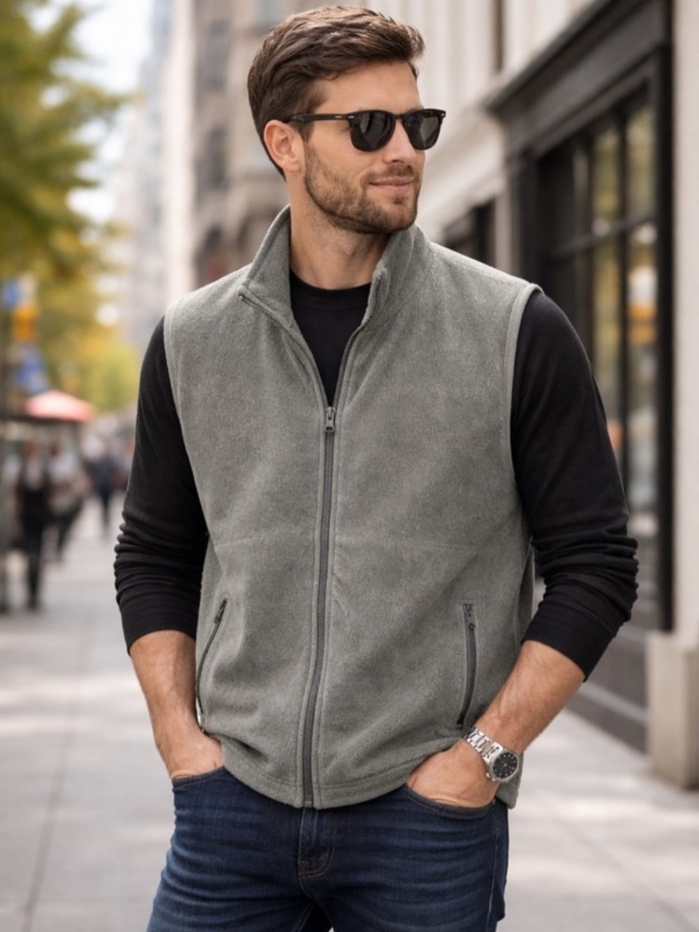 COLORADO TRADING & CLOTHING CO. Men’s Gray Full Zip Fleece Vest L